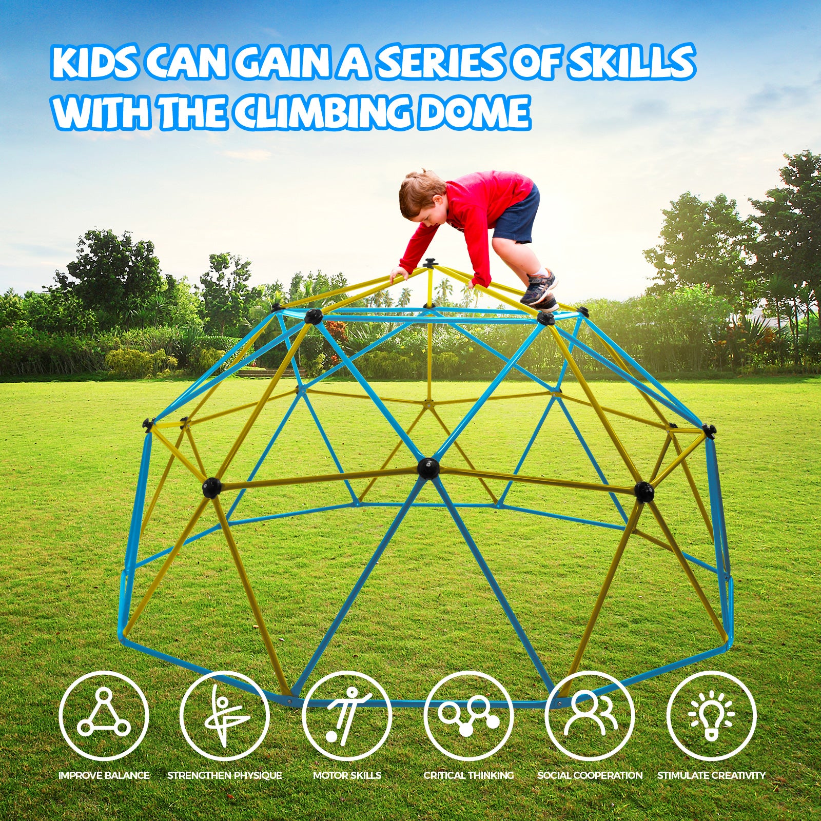 10FT Kids Climbing Dome with Swing