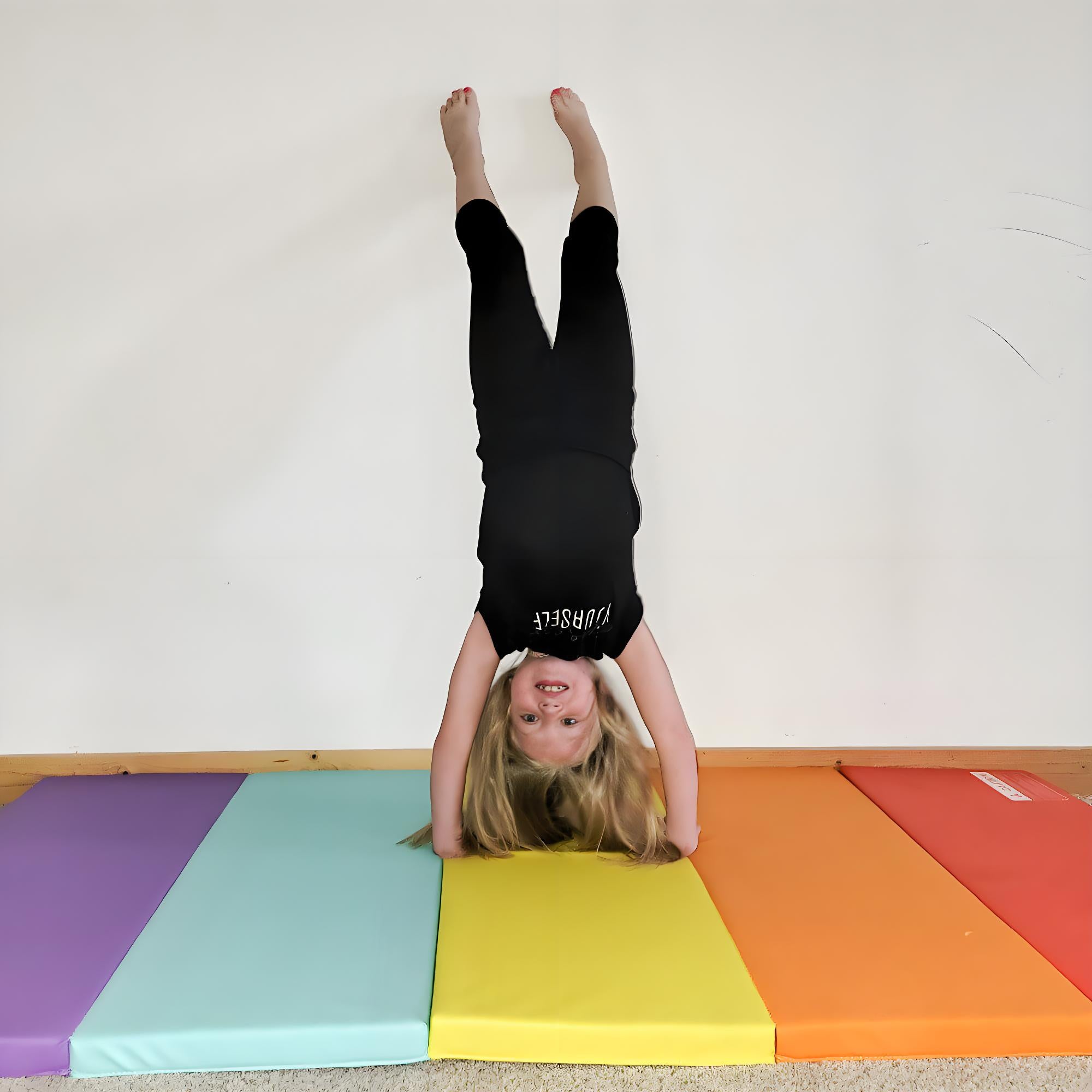 1.5inch 5-Panel Rainbow Gymnastics Tumbling Mat for Kids