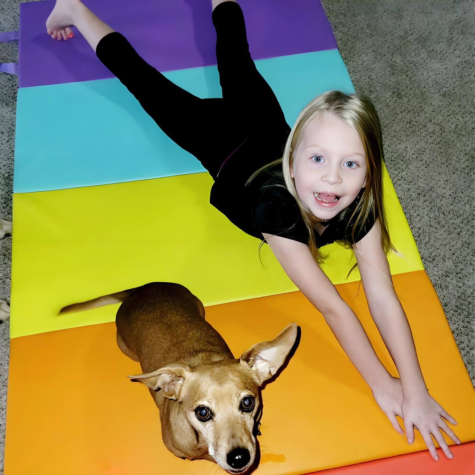 1.5inch 5-Panel Rainbow Gymnastics Tumbling Mat for Kids