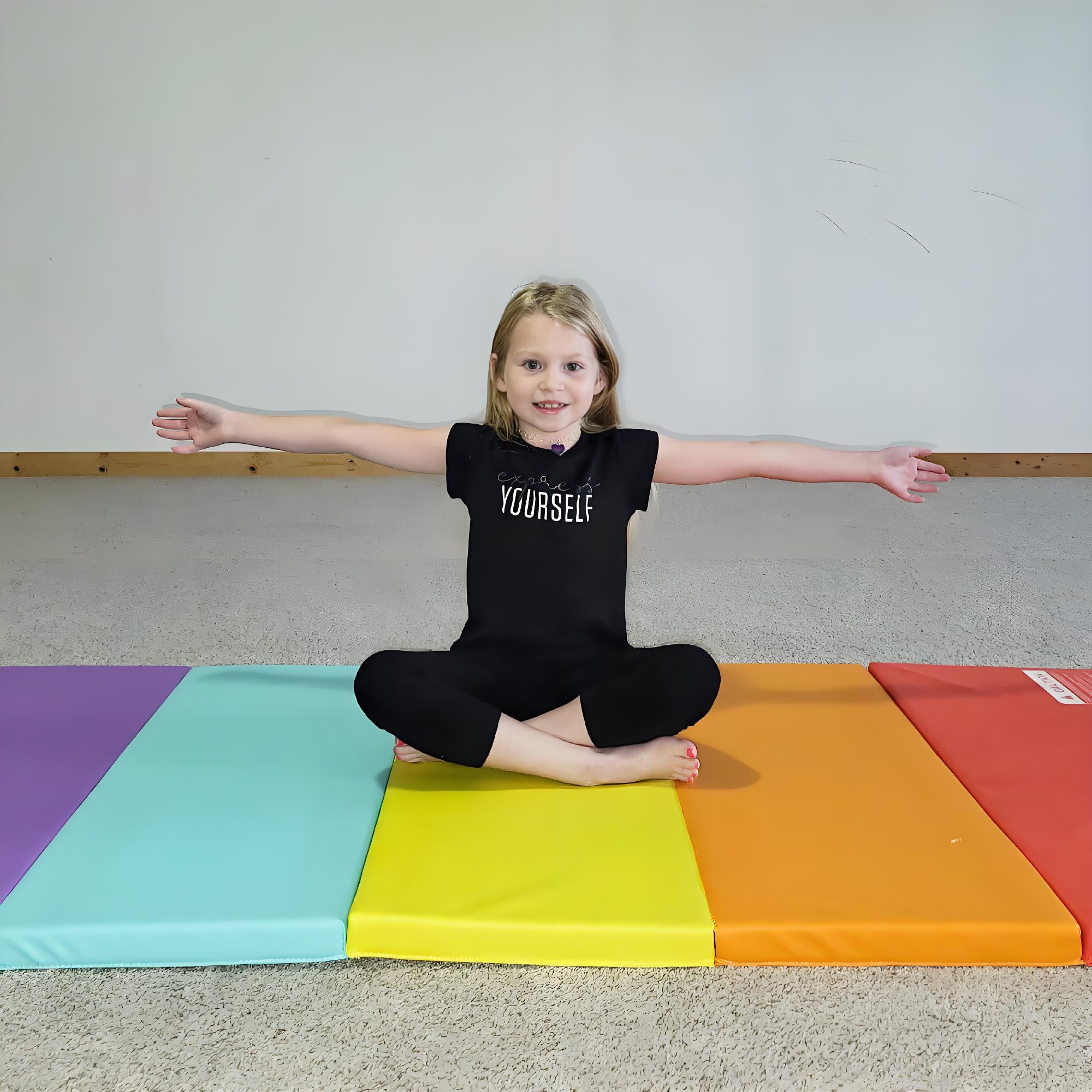 1.5inch 5-Panel Rainbow Gymnastics Tumbling Mat for Kids