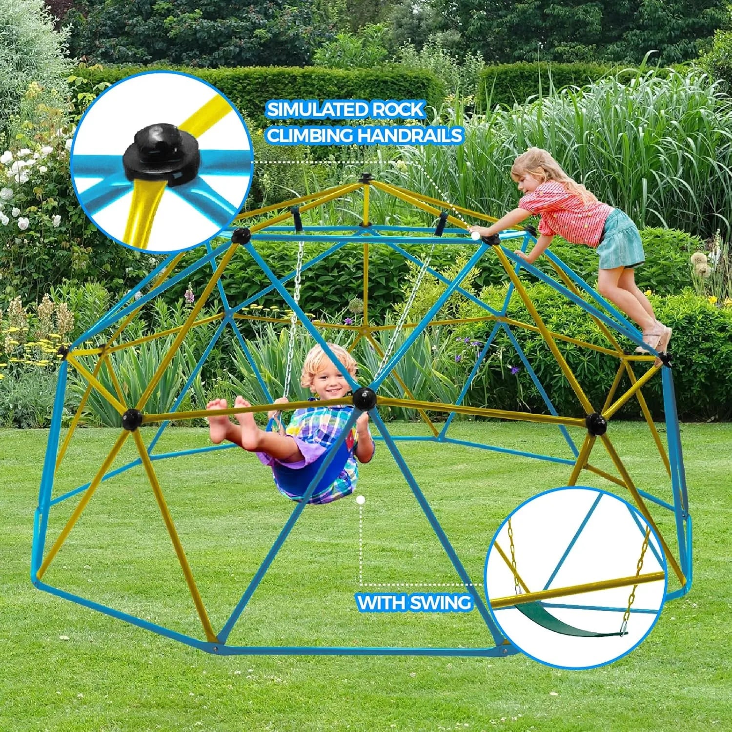 10FT Kids Climbing Dome with Swing