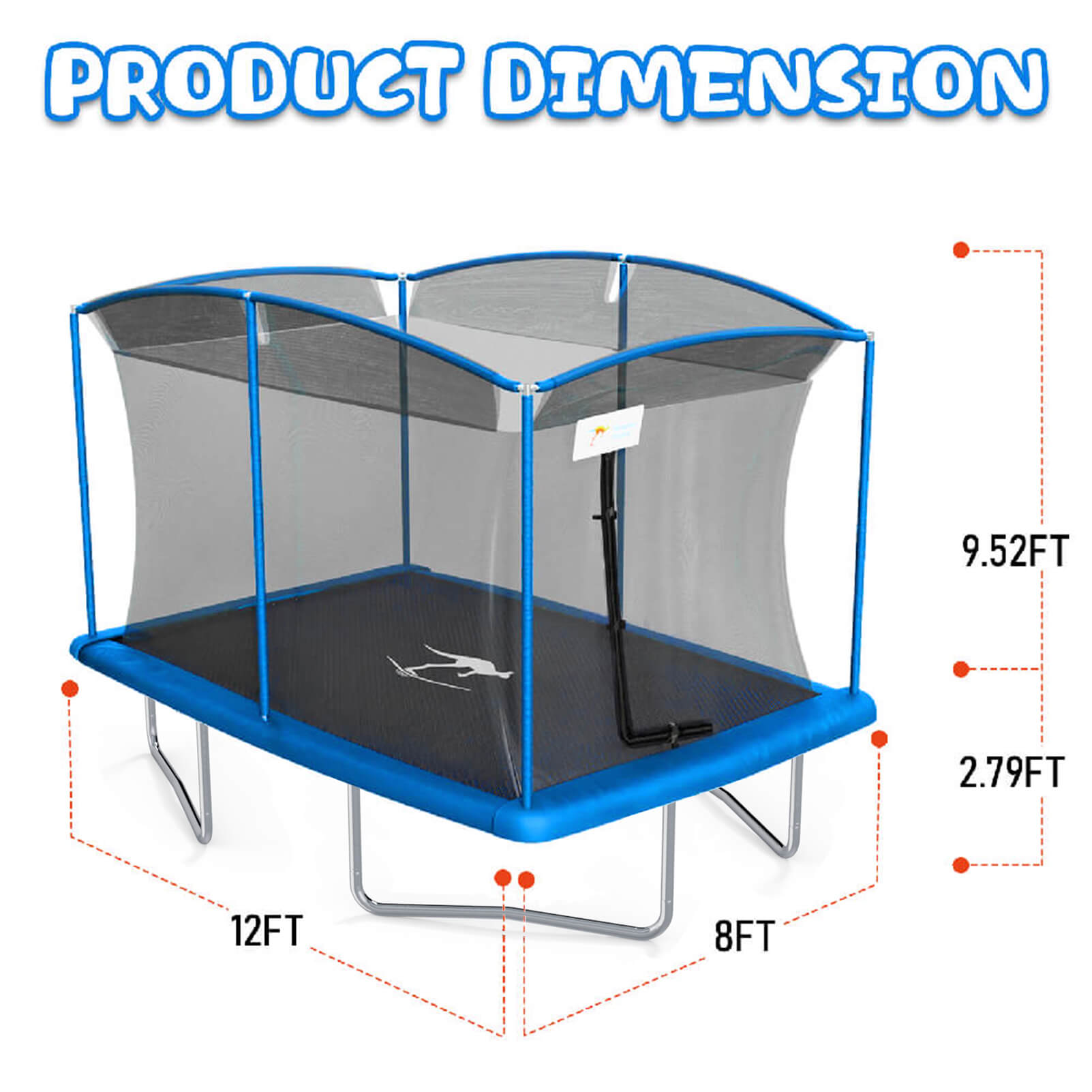 8ft x 12ft rectangular trampoline best sale